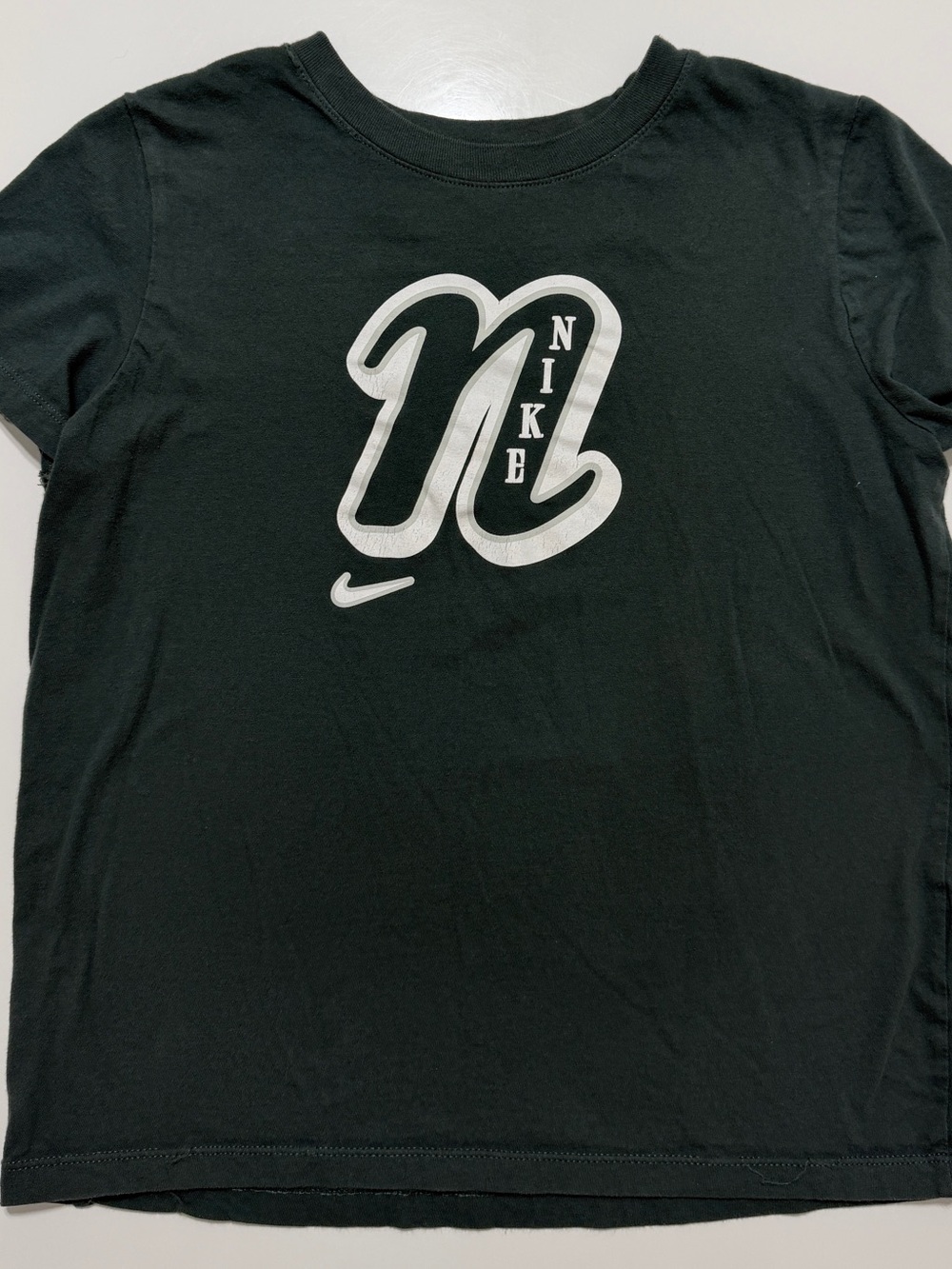 Nike Dark Green Tee with White Script 'N' and Swoosh